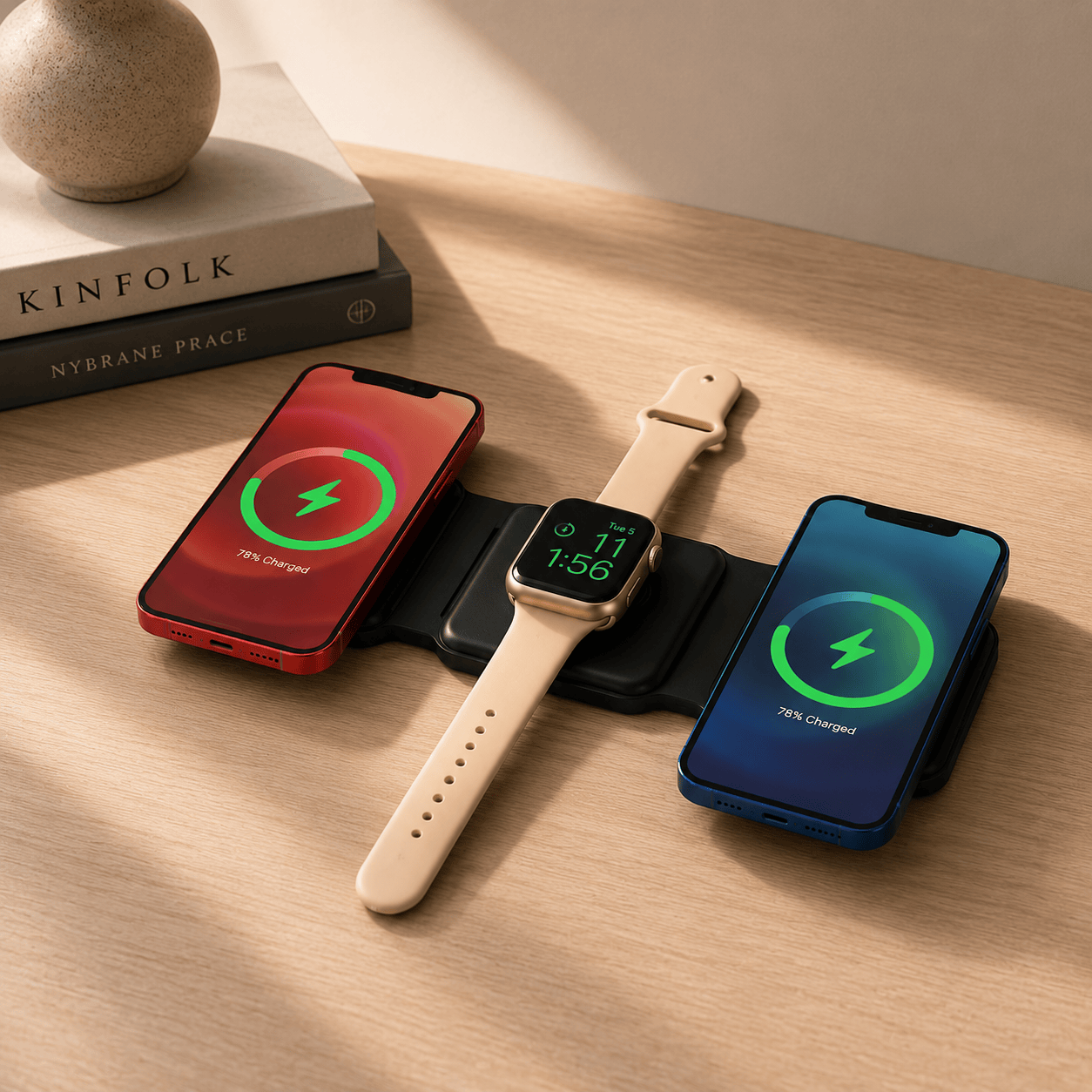 MagChrge Black 3-in-1 Portable Wireless Charger