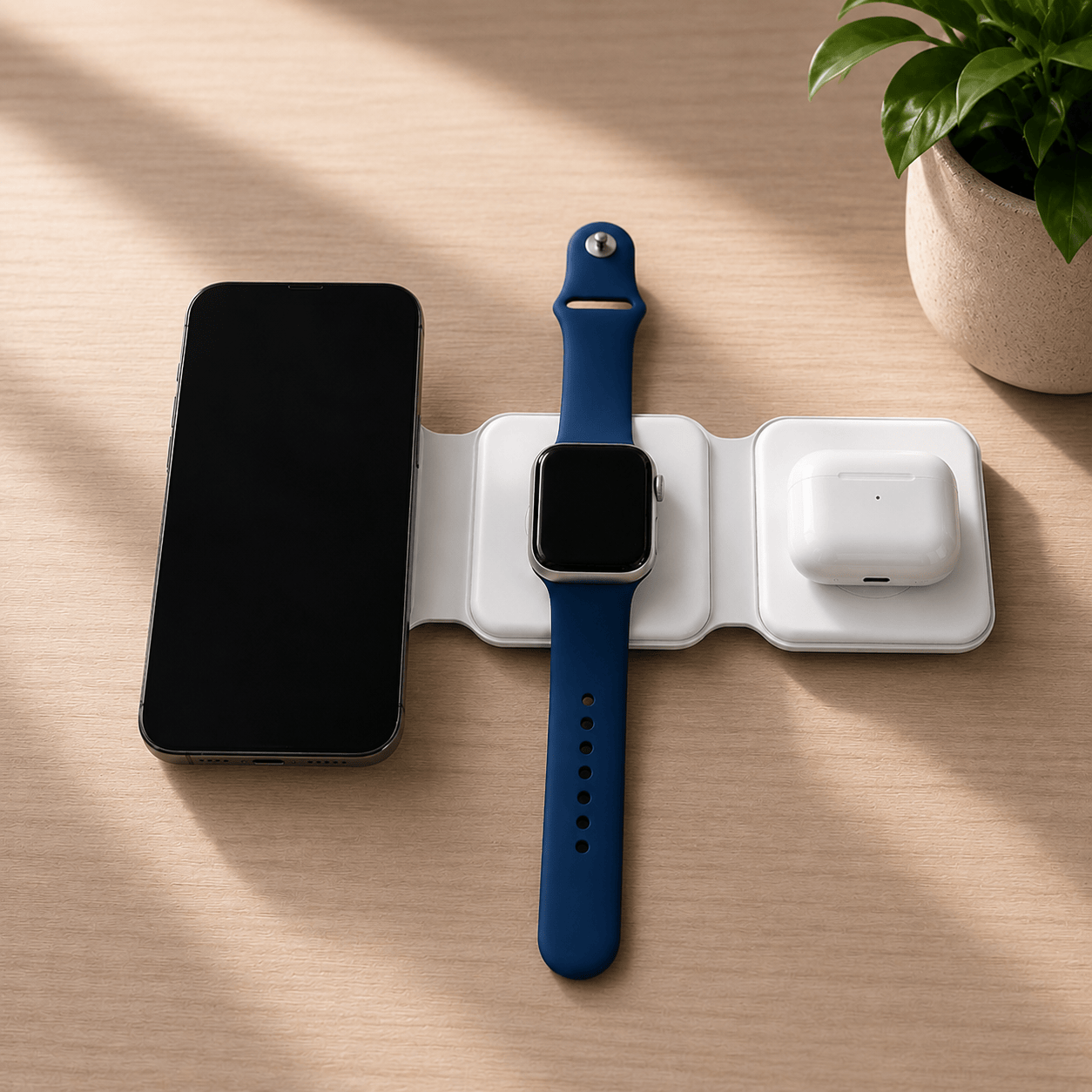 MagChrge White 3-in-1 Portable Wireless Charger