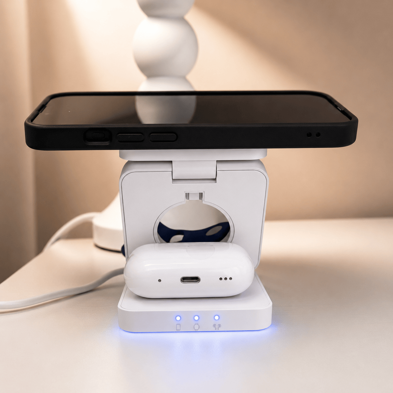 MagChrge White 3-in-1 Premium Wireless Charger