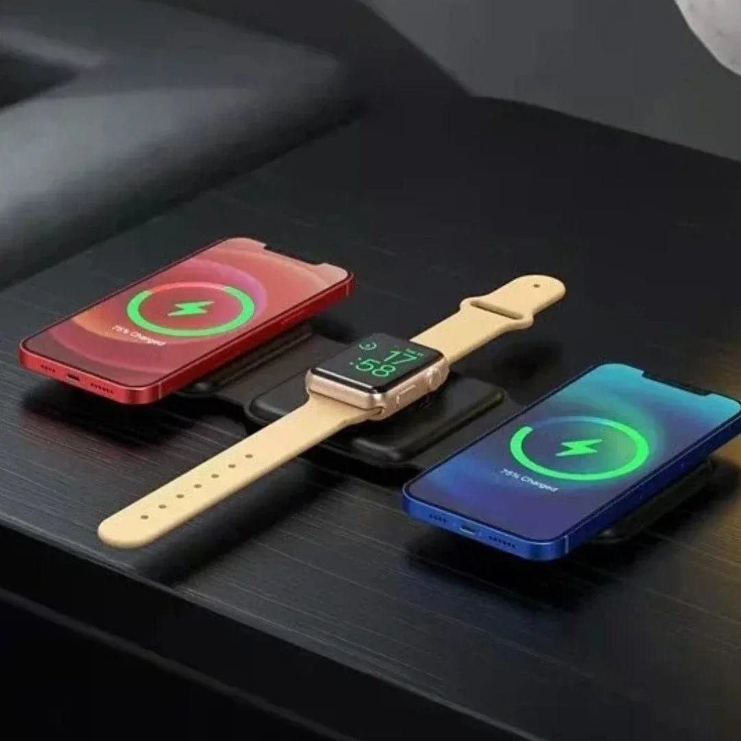 MagChrge Black 3-in-1 Portable Wireless Charger