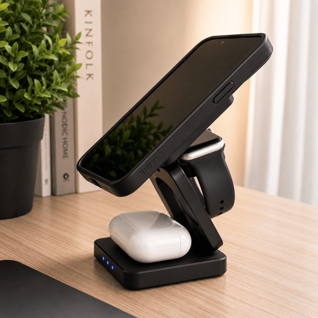 MagChrge Black 3-in-1 Premium Wireless Charger