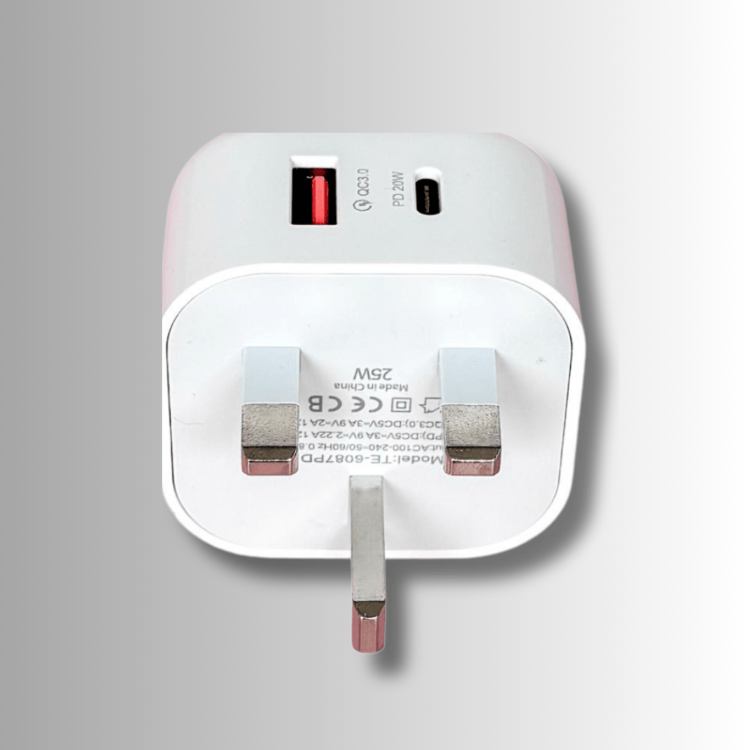 MagChrge UK Adapter Dual Port USB A and C Plug