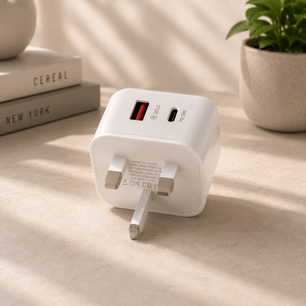 MagChrge UK Adapter Dual Port USB A and C Plug